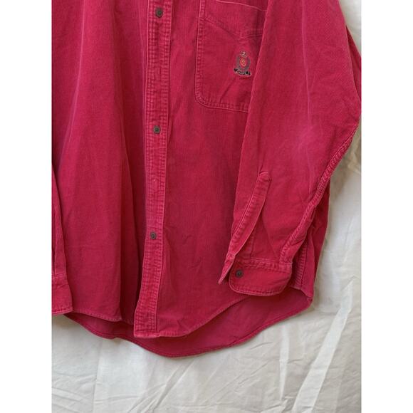 Ralph Lauren Polo Chaps Corduroy Button Up Red Shirt Long Sleeve Blaire Large - Picture 5 of 16